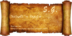 Sulyán Gyula névjegykártya